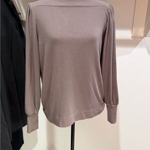 LOFT Taupe Crewneck Knit Top